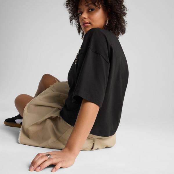 Tricou pentru femei Puma Wardrobe Ess Leo Luxe Graphic Short 20% poliester / Black photo 5