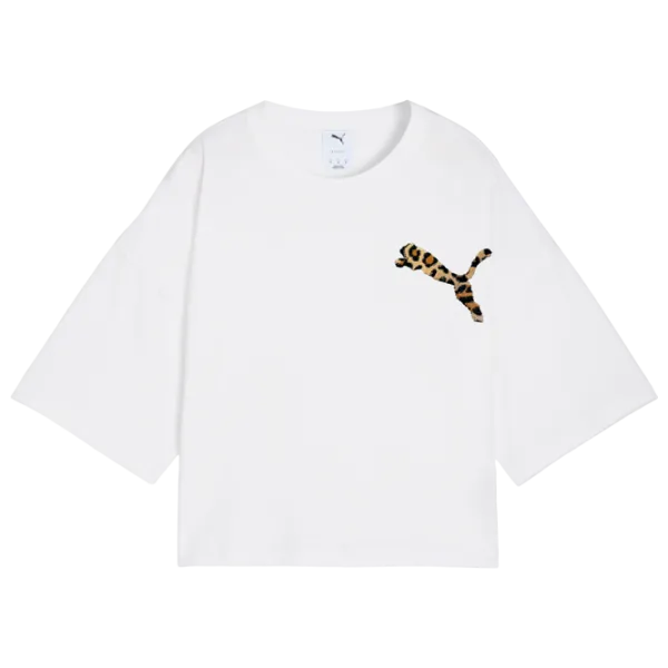 Футболка для женщин Puma Wardrobe Ess Leo Luxe Graphic Short 20% полиэстер / Белый photo 1 Футболка для женщин Puma Wardrobe Ess Leo Luxe Graphic Short 20% полиэстер / Белый photo 1