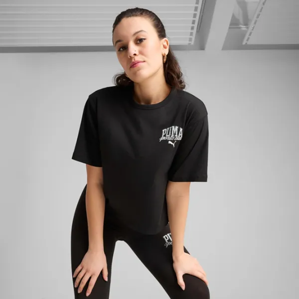 Футболка для женщин Puma Class Relaxed Crop 25% переработанный хлопок / Черный photo 4 Футболка для женщин Puma Class Relaxed Crop 25% переработанный хлопок / Черный photo 4