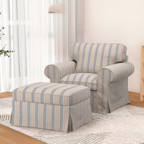 Fotoliu Ikea Ektorp/Karlshov Blue Beige photo 4 Fotoliu Ikea Ektorp/Karlshov Blue Beige photo 4