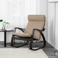 Fotoliu balansoar Ikea Poang Dark Brown Beige photo 4