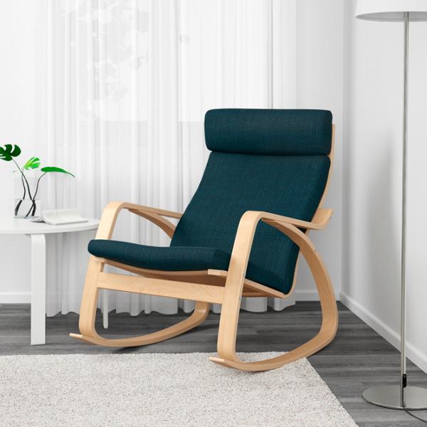 Кресло качалка Ikea Poang Beige Тёмно синий photo 2 Кресло качалка Ikea Poang Beige Тёмно синий photo 2
