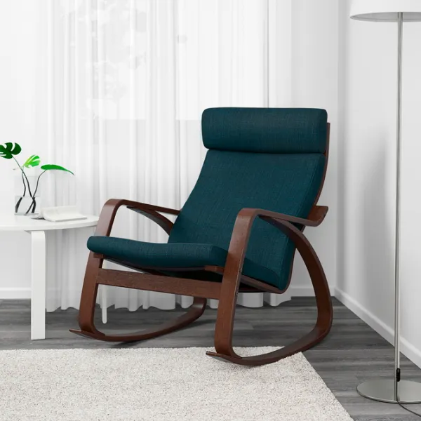 Fotoliu balansoar Ikea Poang Brown Dark Blue photo 3