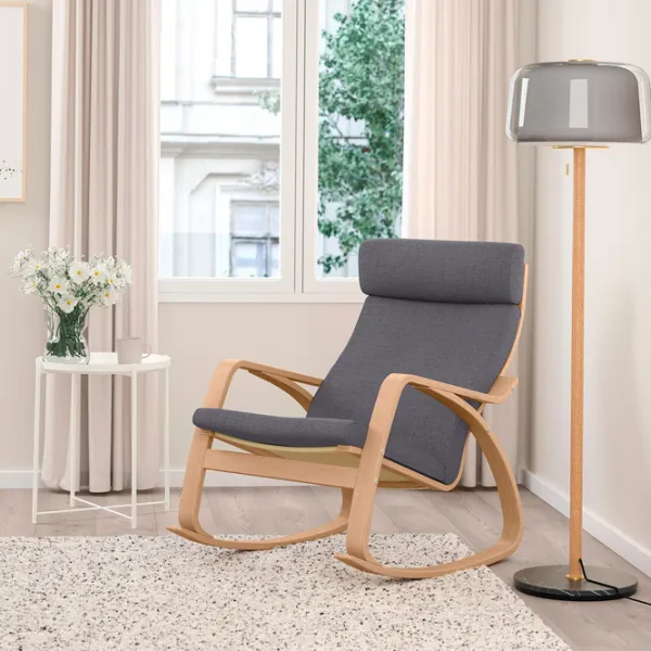 Кресло качалка Ikea Poang Beige Серый photo 4