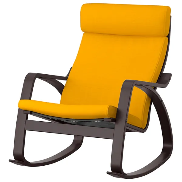 Кресло качалка Ikea Poang Dark Brown Желтый photo 1