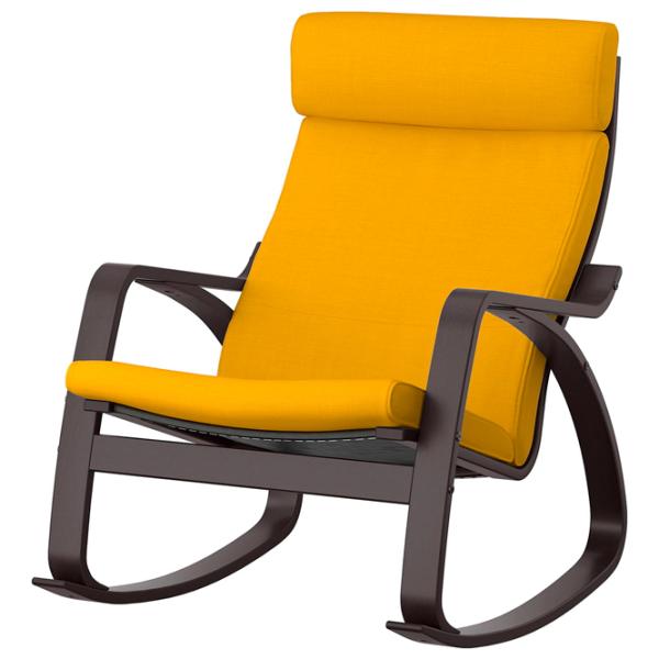 Кресло качалка Ikea Poang Dark Brown Желтый photo 1