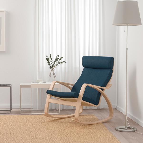 Кресло качалка Ikea Poang Beige Тёмно синий photo 3 Кресло качалка Ikea Poang Beige Тёмно синий photo 3