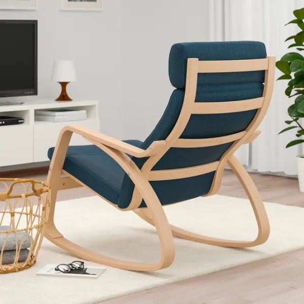 Кресло качалка Ikea Poang Beige Тёмно синий photo 4 Кресло качалка Ikea Poang Beige Тёмно синий photo 4