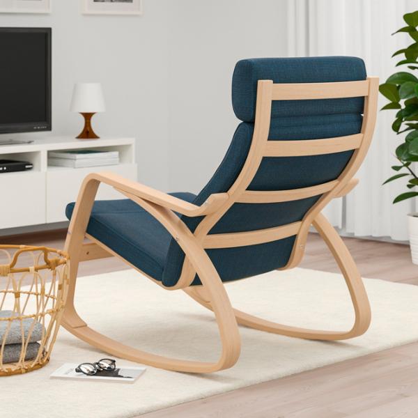 Кресло качалка Ikea Poang Beige Тёмно синий photo 4 Кресло качалка Ikea Poang Beige Тёмно синий photo 4