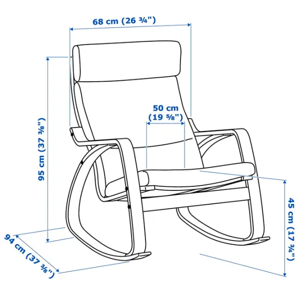 Кресло качалка Ikea Poang Beige Тёмно синий photo 5 Кресло качалка Ikea Poang Beige Тёмно синий photo 5