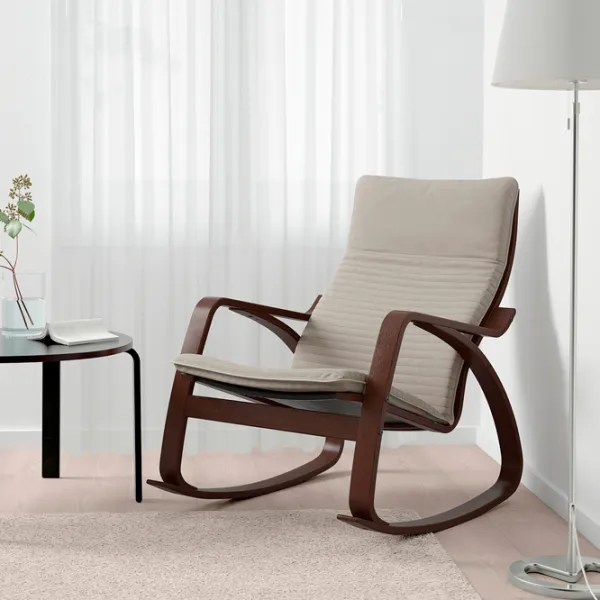 Fotoliu balansoar Ikea Poang/Knisa Brown Beige photo 3