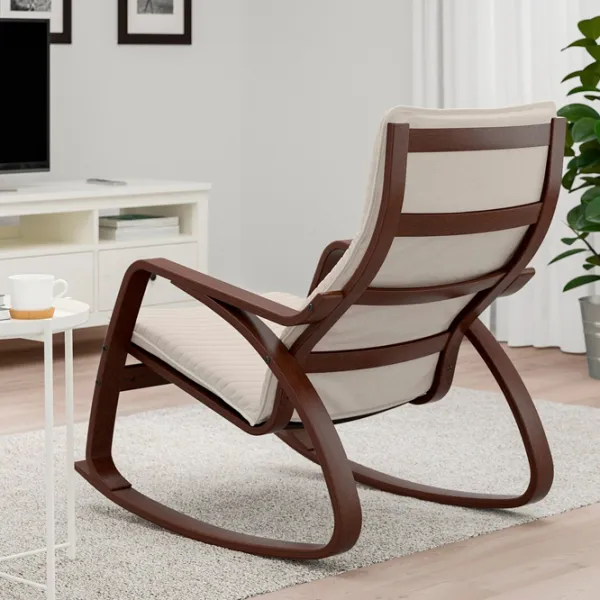 Fotoliu balansoar Ikea Poang/Knisa Brown Beige photo 4