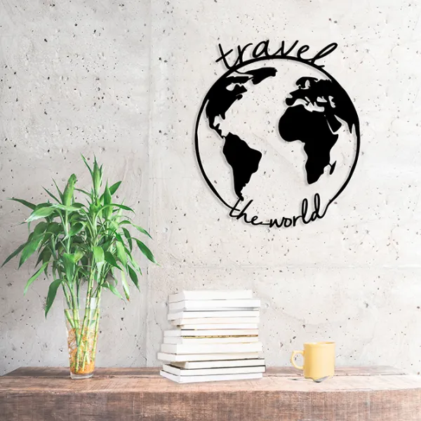 Obiect decorativ Showdeko Wall Sculpture Travel The World Metal photo 2