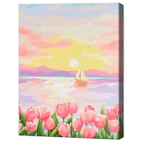 Pictură pe numere Art Gallery Lalele și iaht EX8398  40 x 30 cm / Verticală