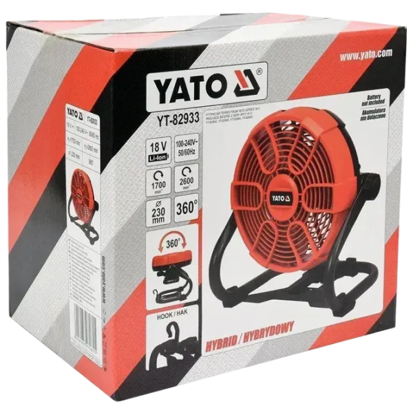Вентилятор Yato YT82933 18 Вт / Портативный / Красный photo 7
