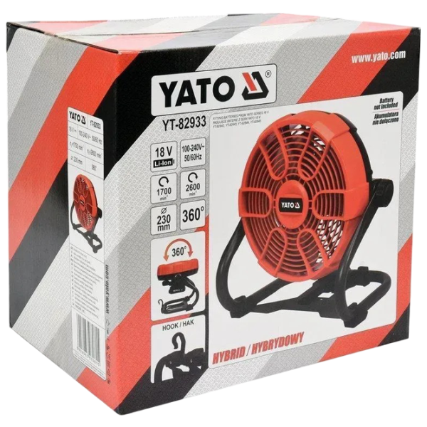 Вентилятор Yato YT82933 18 Вт / Портативный / Красный photo 7