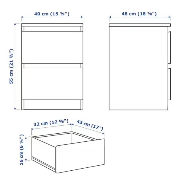 Тумбочки Ikea Malm 2 55 x 40 x 48см / ЛДСП / Темно Коричневый photo 5 Тумбочки Ikea Malm 2 55 x 40 x 48см / ЛДСП / Темно Коричневый photo 5