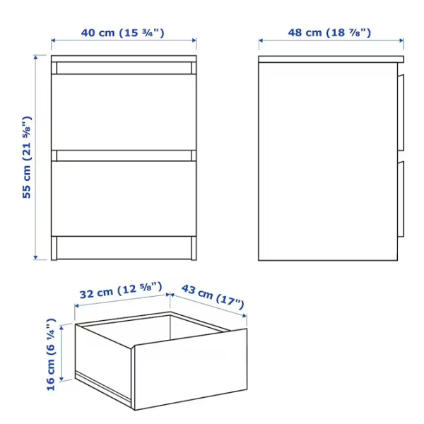 Тумбочки Ikea Malm 2 55 x 40 x 48см / ЛДСП / Темно Коричневый photo 5 Тумбочки Ikea Malm 2 55 x 40 x 48см / ЛДСП / Темно Коричневый photo 5