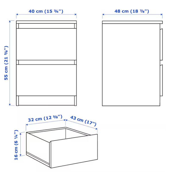 Noptiere Ikea Malm 2 55 x 40 x 48 / PAL / Lemn natural photo 4 Noptiere Ikea Malm 2 55 x 40 x 48 / PAL / Lemn natural photo 4