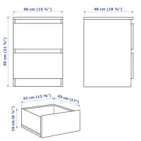 Тумбочки Ikea Malm 2 55 x 40 x 48см / ЛДСП / Lemn natural photo 4