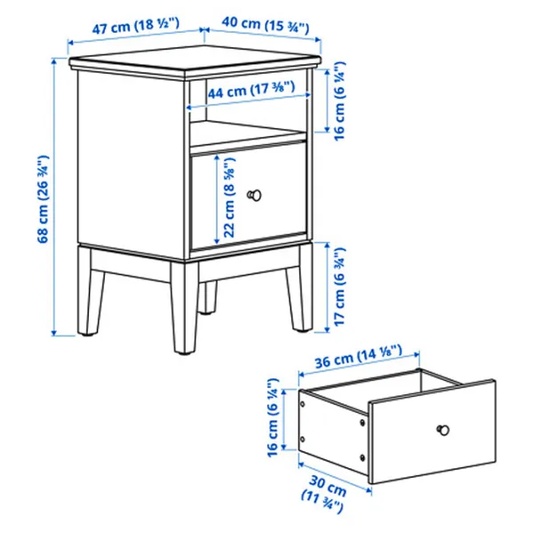 Noptiere Ikea Idanas 68 x 47 x 40 / PAL / Dark Brown photo 4