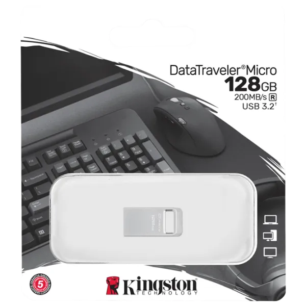Kingston DataTravaler Micro 128 ГБ Серебряный photo 3