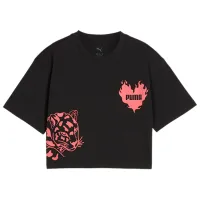 Футболка для девочек Puma Ess Graphic Short Length  / Черный