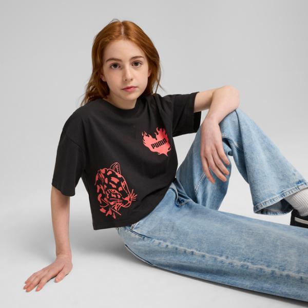 Футболка для девочек Puma Ess Graphic Short Length  / Черный photo 3 Футболка для девочек Puma Ess Graphic Short Length  / Черный photo 3