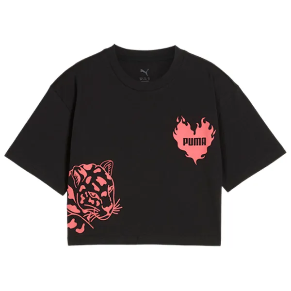 Футболка для девочек Puma Ess Graphic Short Length  / Черный photo 1 Футболка для девочек Puma Ess Graphic Short Length  / Черный photo 1