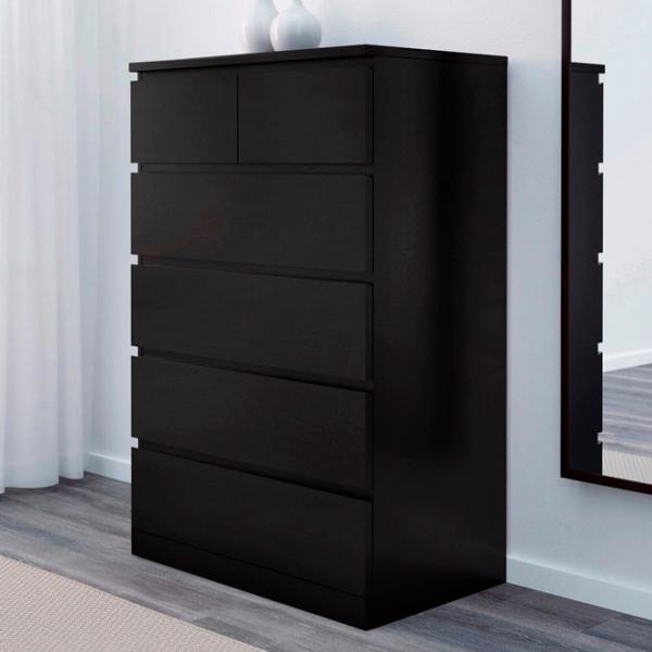 Comodă Ikea Malm 123 x 80 x 48 / MDF / Negru-maro photo 4