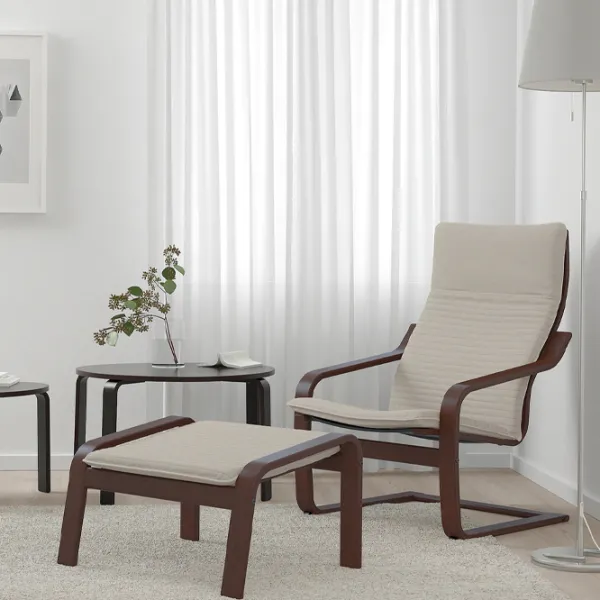 Fotoliu moale Ikea Poang Light Beige / Stofă  photo 3