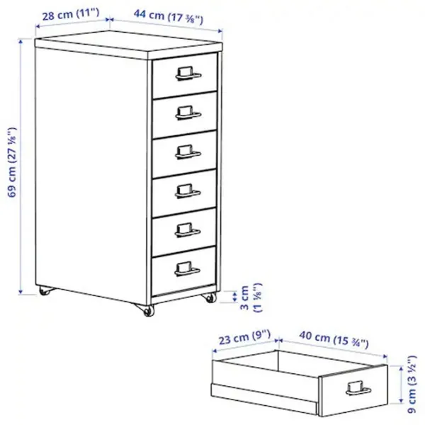 Комод Ikea Helmer 69 x 28 x 44см / МДФ / Белый photo 2