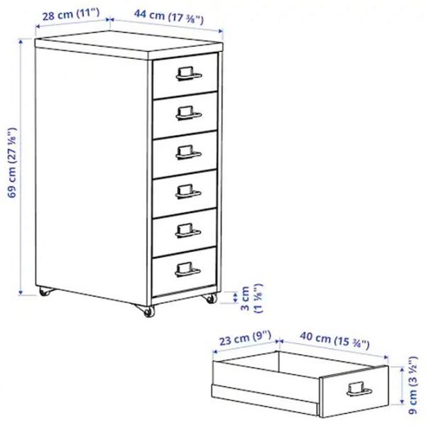 Комод Ikea Helmer 69 x 28 x 44см / МДФ / Белый photo 2