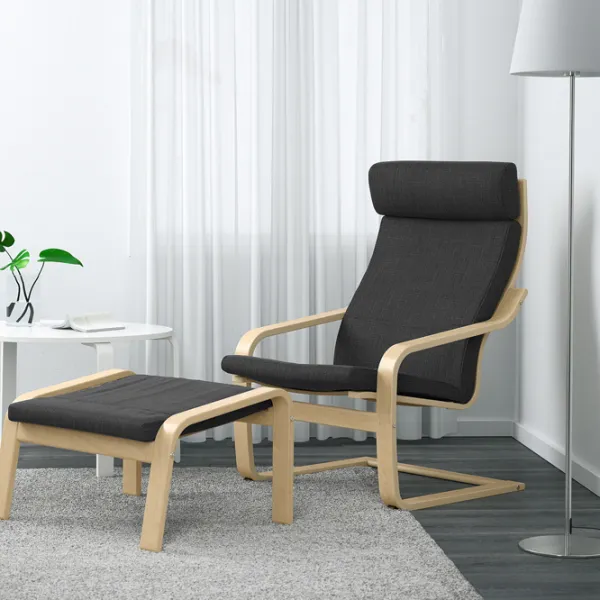 Fotoliu moale Ikea Poang Anthracite / Stofă  photo 2