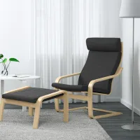 Fotoliu moale Ikea Poang Anthracite / Stofă photo 2