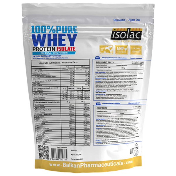 Proteină Balkan Pharmaceuticals 100% Pure Whey Protein Isolate 800 g () praf / Caramelă sărată photo 2 Proteină Balkan Pharmaceuticals 100% Pure Whey Protein Isolate 800 g () praf / Caramelă sărată photo 2
