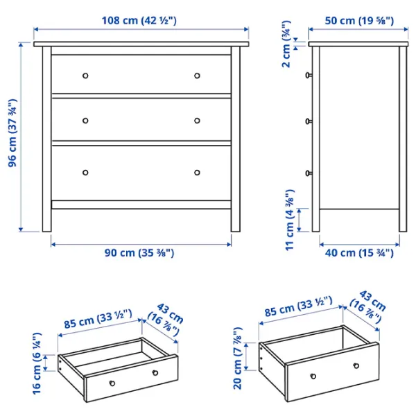 Comodă Ikea Hemnes 96 x 108 x 50 / MDF / Yellow photo 6