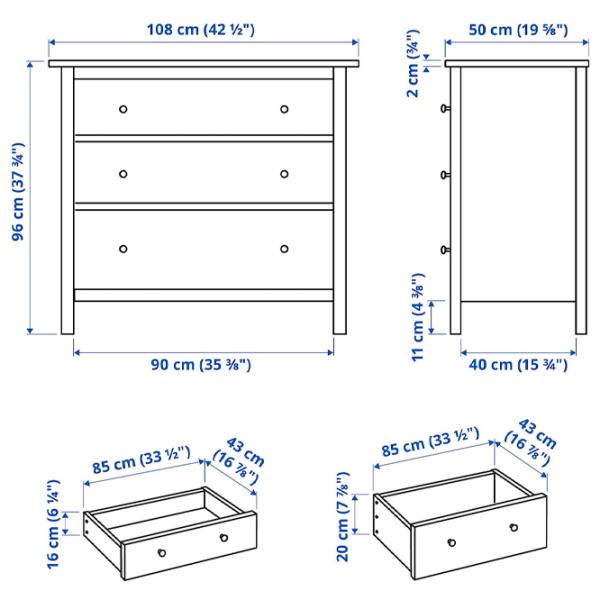 Comodă Ikea Hemnes 96 x 108 x 50 / MDF / Yellow photo 6