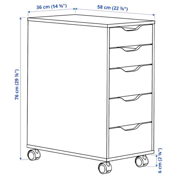 Comodă Ikea Alex 76 x 36 x 58 / MDF / Stejar alb photo 4 Comodă Ikea Alex 76 x 36 x 58 / MDF / Stejar alb photo 4