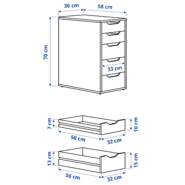 Comodă Ikea Alex 70 x 36 x 58 / MDF / Stejar photo 4