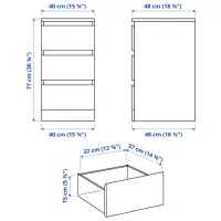 Comodă Ikea Malm 78 x 40 x 48 / MDF / Stejar Antichizat photo 2