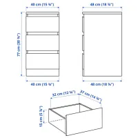 Comodă Ikea Malm 78 x 40 x 48 / MDF / Negru-maro photo 3