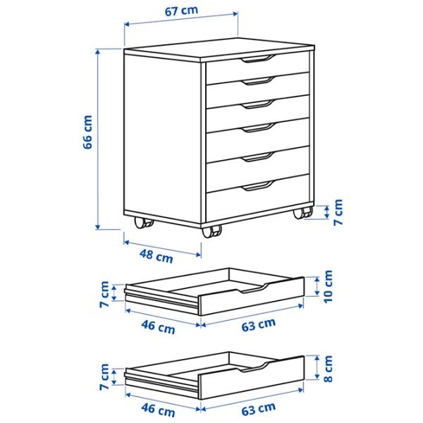 Комод Ikea Alex 66 x 67 x 48см / МДФ / Белый photo 3