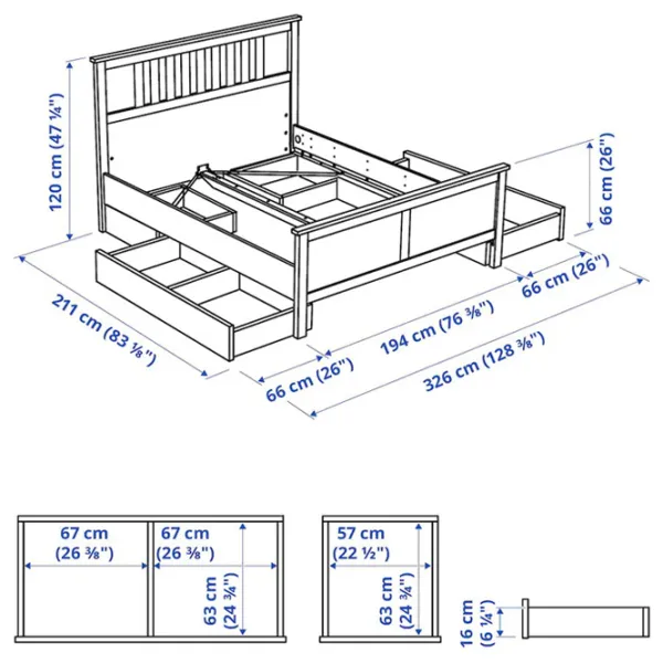 Pat Ikea Hemnes 4 180 x 200 cm / Masiv / White photo 7