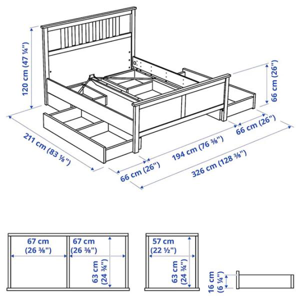 Pat Ikea Hemnes 4 180 x 200 cm / Masiv / White photo 7