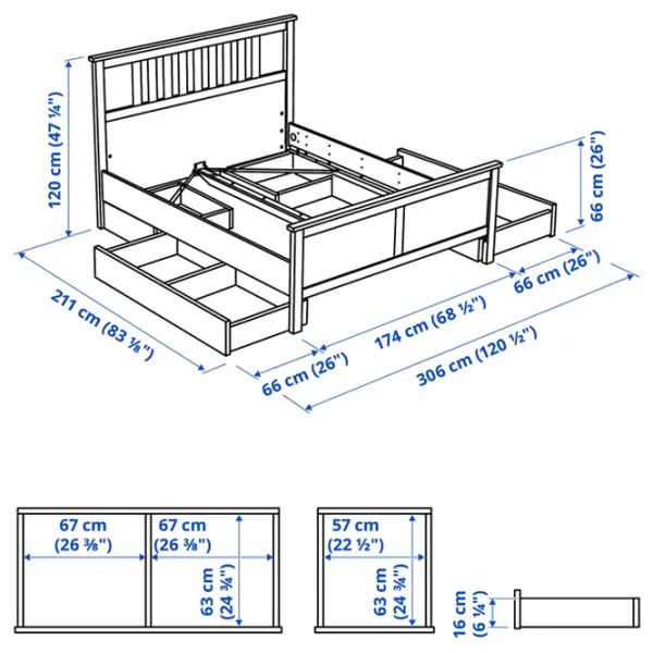 Кровать Ikea Hemnes Luroy 4 160 x 200 см / Массив / Белый photo 8 Кровать Ikea Hemnes Luroy 4 160 x 200 см / Массив / Белый photo 8