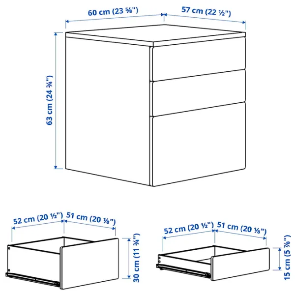 Комод Ikea Smastad/Platsa 63 x 60 x 57см / МДФ / Голубой photo 4