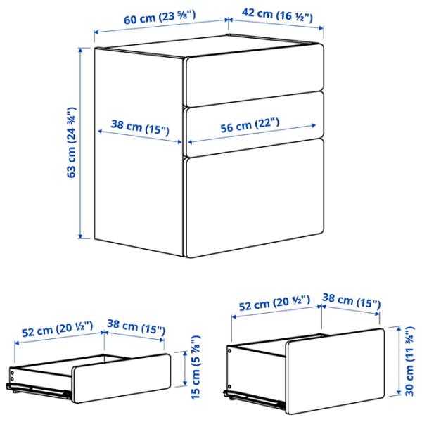 Комод Ikea Smastad/Platsa 63 x 60 x 42см / МДФ / Голубой photo 2
