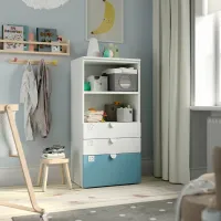 Comodă Ikea Smastad/Platsa 123 x 60 x 42 / MDF / Alb-Albastru deschis photo 3