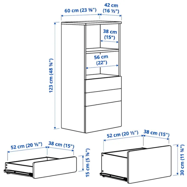 Комод Ikea Smastad/Platsa 123 x 60 x 42см / МДФ / Белый-Голубой photo 4